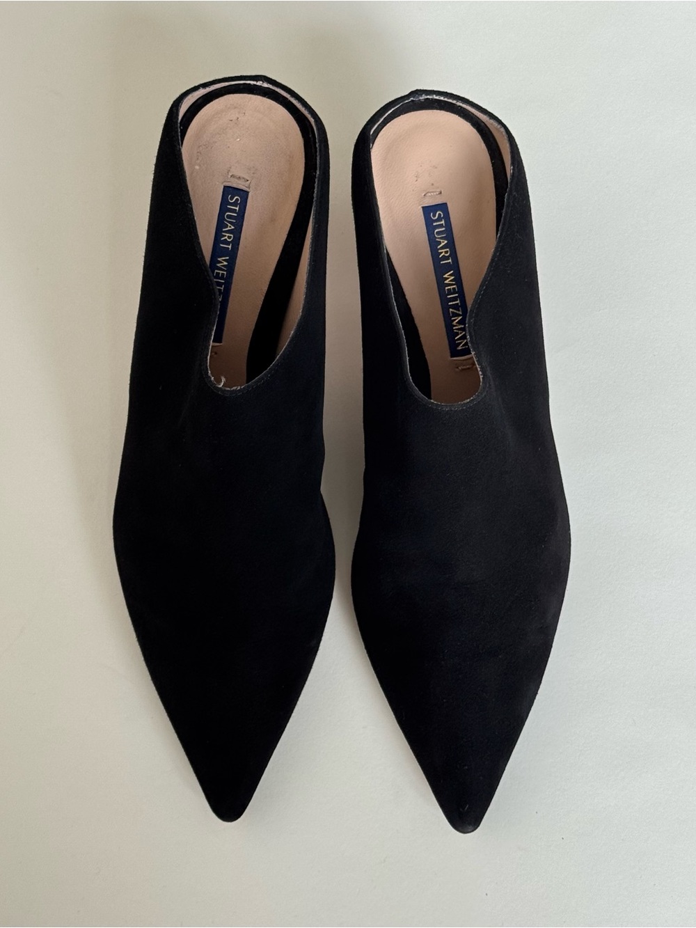 Stuart Weitzman Mira Black Suede Pointed Toe High Heel Mules - Size 6.5 - Picture 4 of 9